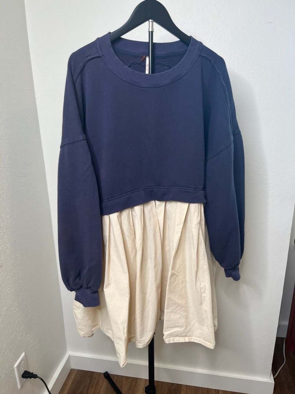 Free People Eleanor Sweatshirt Dress in Navy / Tempest Combo